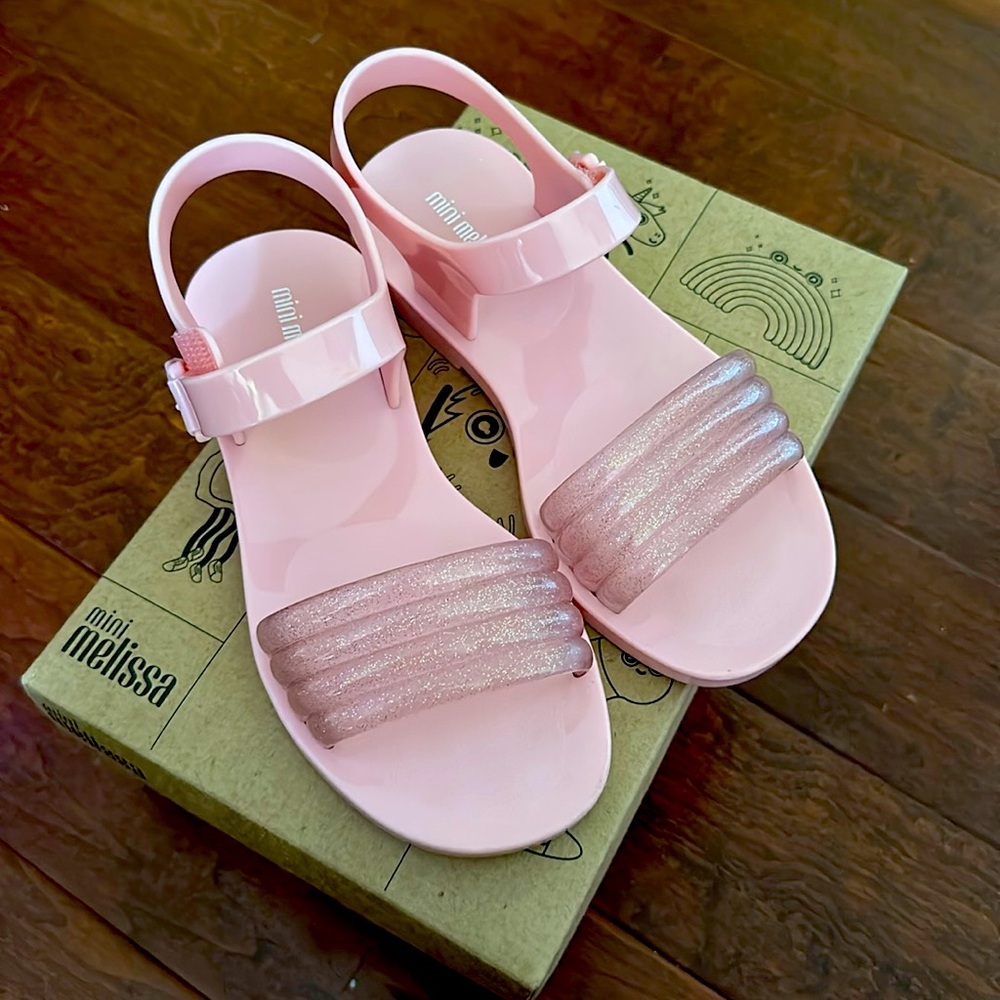 Mini Melissa Pink Glitter Mar Wave Sandal